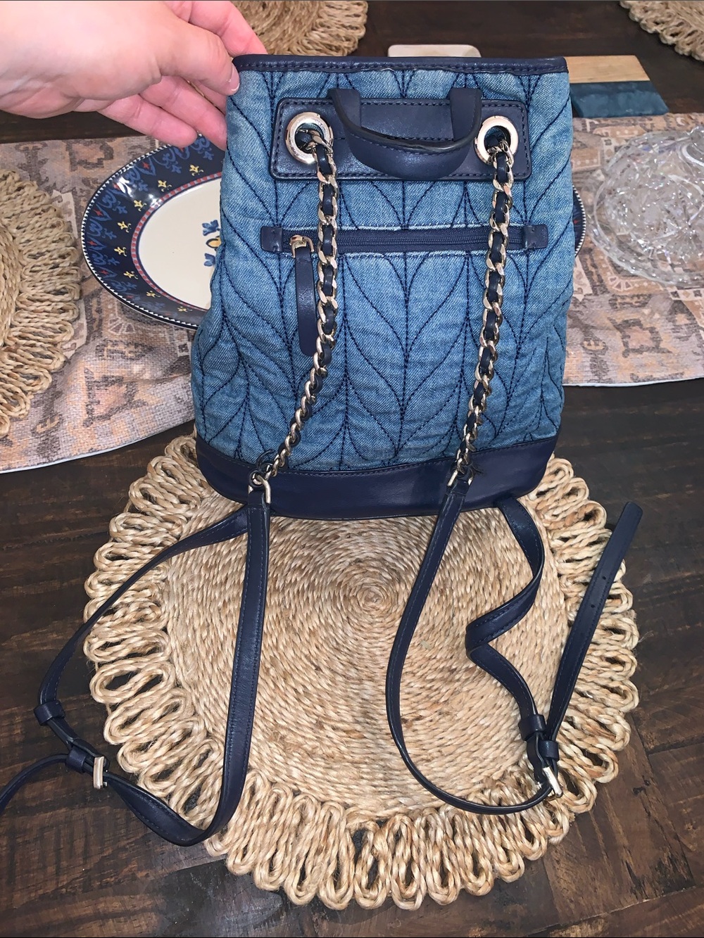 kate spade New York Quilted Denim Briar Lane Bucket Bag in Blue - Picture 4 of 10